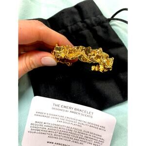 NWT Amber Sceats Emery Cuff Chunky Nugget 24K Gold Plated Brass Cuff Bracelet